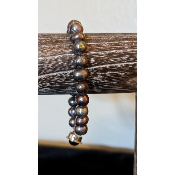 Natural Freshwater Pearl Bracelet W/ Slide In Fancy Clasp - Picture 2 of 9